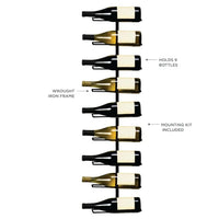 Align 9 Bottle Wall Mounted Wine Bottle Rack in Black