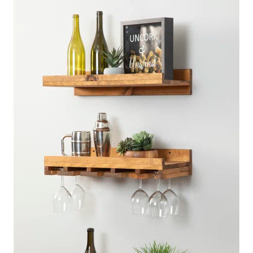 Catalin Solid Wood Wall Mounted Wine Glass Rack