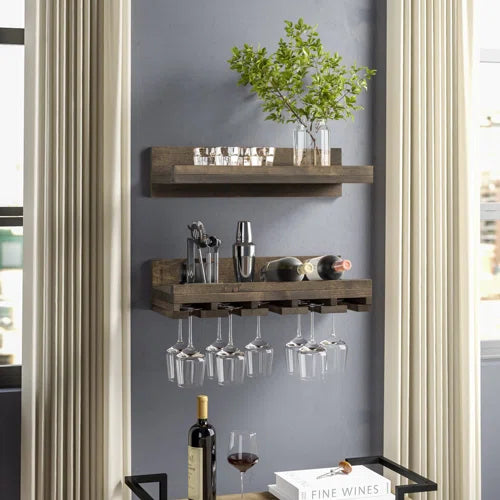 Catalin Solid Wood Wall Mounted Wine Glass Rack