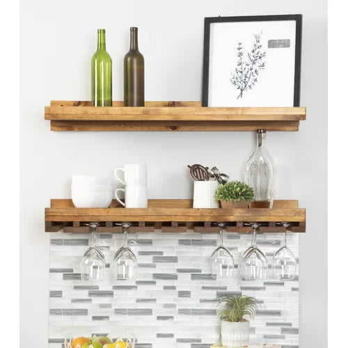 Catalin Solid Wood Wall Mounted Wine Glass Rack