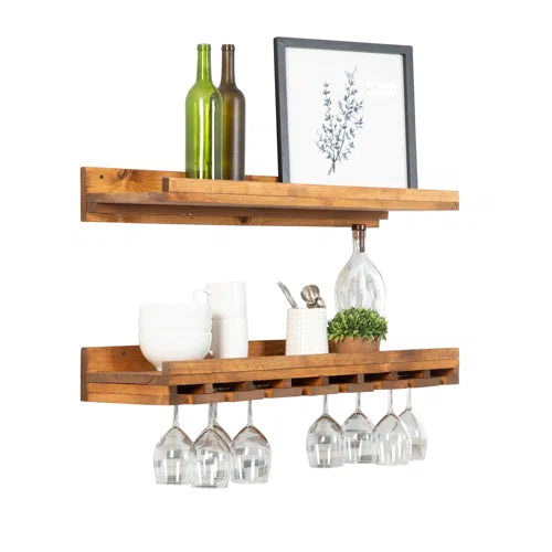 Catalin Solid Wood Wall Mounted Wine Glass Rack