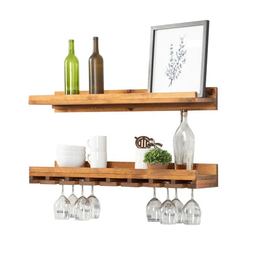 Catalin Solid Wood Wall Mounted Wine Glass Rack