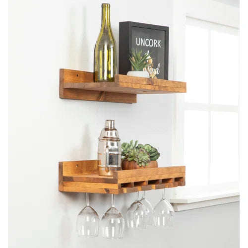 Catalin Solid Wood Wall Mounted Wine Glass Rack