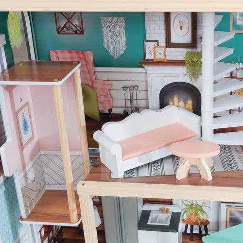 Celeste Mansion Wooden Dollhouse with Lights & Sounds and 24 Accessories