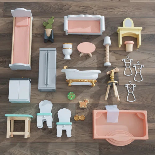 Celeste Mansion Wooden Dollhouse with Lights & Sounds and 24 Accessories
