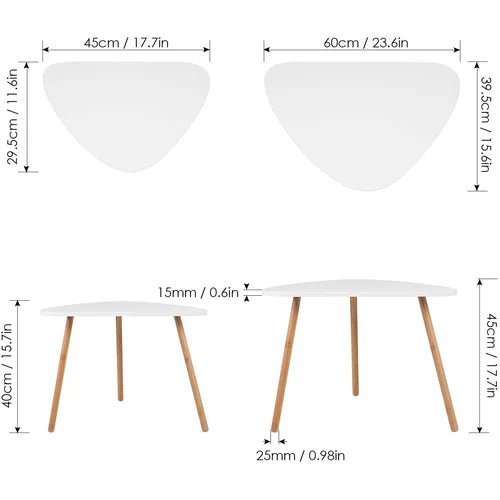 Daviney 3 Legs Double Nesting Coffee Table