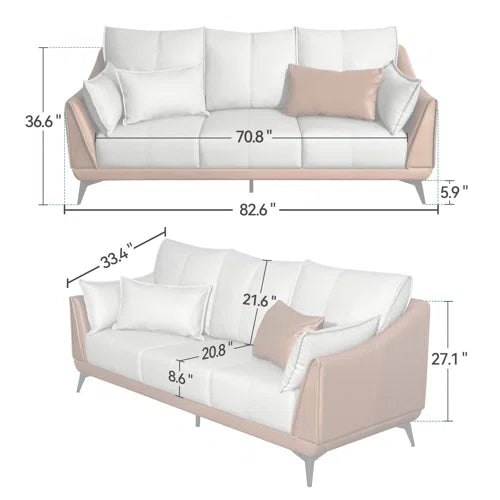 Degross 83" Leathaire Fabric Round Arm Sofa