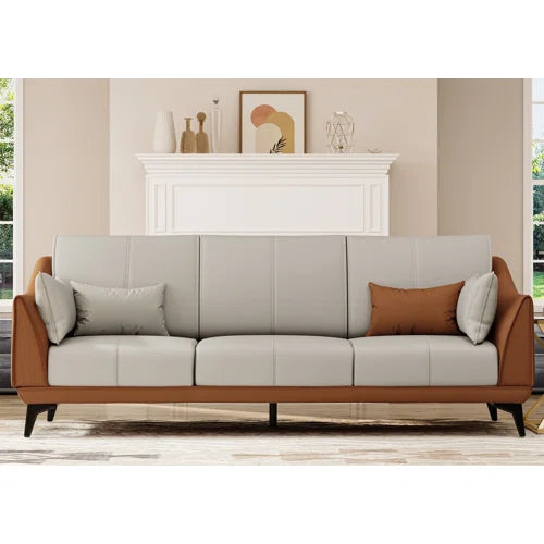 Degross 83" Leathaire Fabric Round Arm Sofa