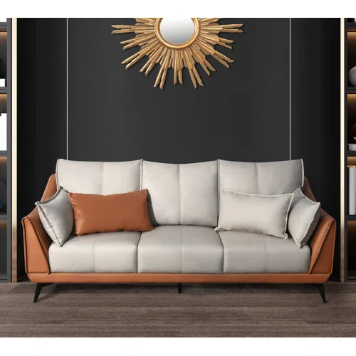 Degross 83" Leathaire Fabric Round Arm Sofa