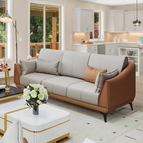 Degross 83" Leathaire Fabric Round Arm Sofa