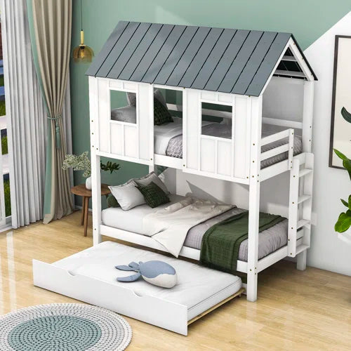 Drumsough Twin Over Twin Standard Bunk Bed with Trundle by Harper Orchard