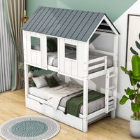 Drumsough Twin Over Twin Standard Bunk Bed with Trundle by Harper Orchard