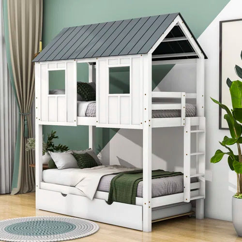 Drumsough Twin Over Twin Standard Bunk Bed with Trundle by Harper Orchard