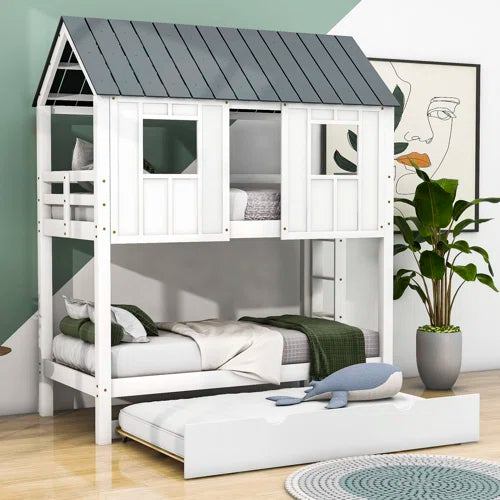 Drumsough Twin Over Twin Standard Bunk Bed with Trundle by Harper Orchard