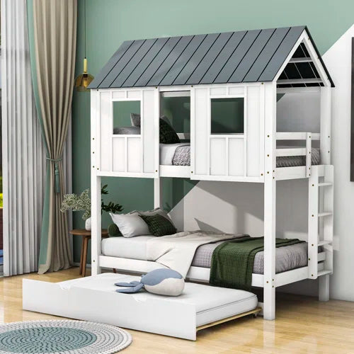 Drumsough Twin Over Twin Standard Bunk Bed with Trundle by Harper Orchard