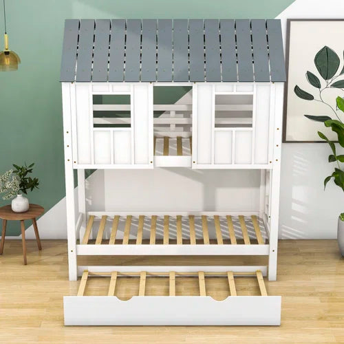 Drumsough Twin Over Twin Standard Bunk Bed with Trundle by Harper Orchard