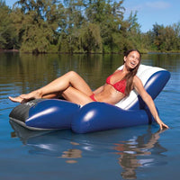Inflatable Floating Lounge Pool Recliner Chair with Cup Holders Large Outdoor Friendly Bean Bag Lounger
