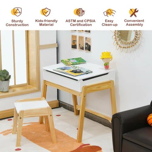 Kids 2 Piece Rectangular Play / Activity Table and Chair Set