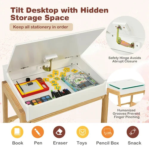 Kids 2 Piece Rectangular Play / Activity Table and Chair Set