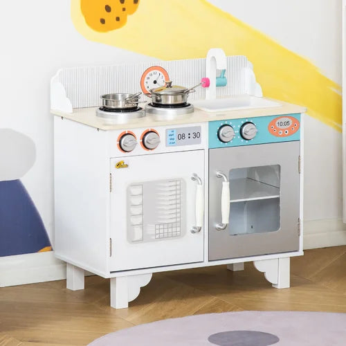 Kids Play Kitchen Toy Set, Pretend Cooking Playset With Sink, Cooktop, Oven, Stainless Steel Pots, For 3-6 Years Old