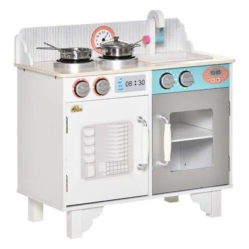 Kids Play Kitchen Toy Set, Pretend Cooking Playset With Sink, Cooktop, Oven, Stainless Steel Pots, For 3-6 Years Old