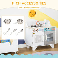 Kids Play Kitchen Toy Set, Pretend Cooking Playset With Sink, Cooktop, Oven, Stainless Steel Pots, For 3-6 Years Old