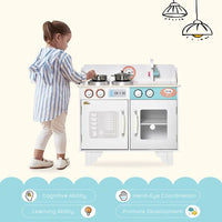 Kids Play Kitchen Toy Set, Pretend Cooking Playset With Sink, Cooktop, Oven, Stainless Steel Pots, For 3-6 Years Old