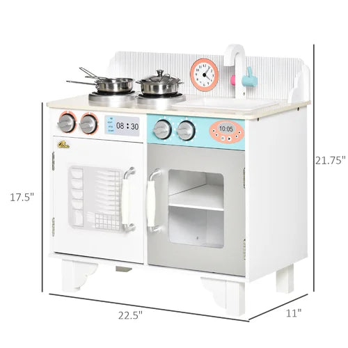 Kids Play Kitchen Toy Set, Pretend Cooking Playset With Sink, Cooktop, Oven, Stainless Steel Pots, For 3-6 Years Old