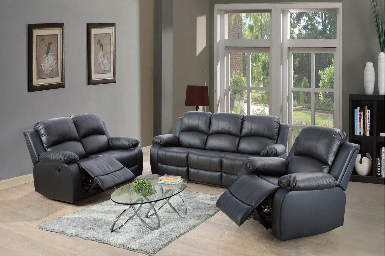Nita 3 Pieces Faux Leather Reclining Living Room Set