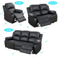 Nita 3 Pieces Faux Leather Reclining Living Room Set