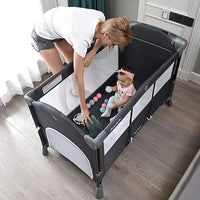 Thumbnail for Portable Upholstered Crib with Mattress