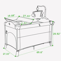 Portable Upholstered Crib with Mattress