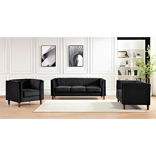 Soyer 3 Piece Velvet Configurable Living Room Set