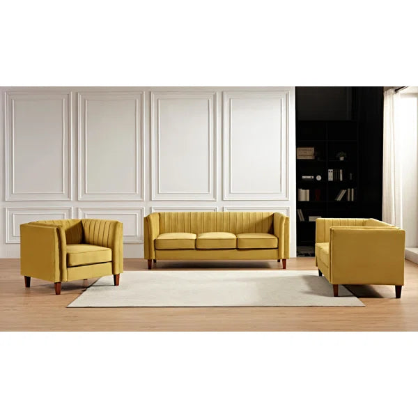 Soyer 3 Piece Velvet Configurable Living Room Set