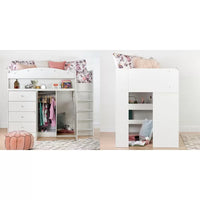 Tiara Twin 4 Drawer Loft Bed with Built-in-Desk by South Shore