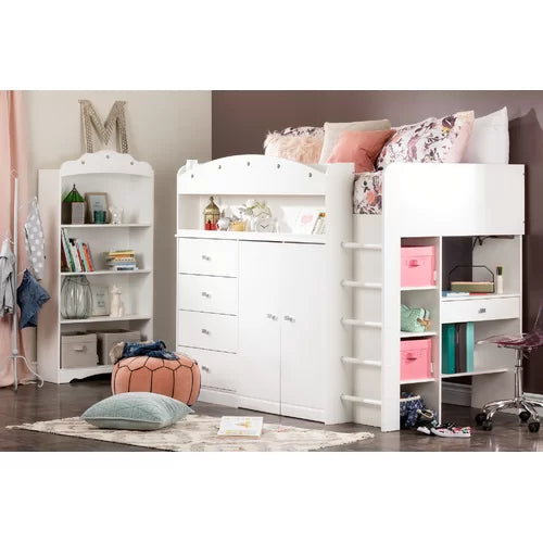 Tiara Twin 4 Drawer Loft Bed with Built-in-Desk by South Shore