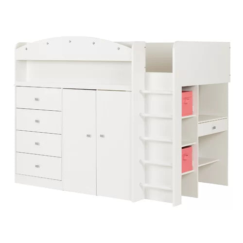 Tiara Twin 4 Drawer Loft Bed with Built-in-Desk by South Shore
