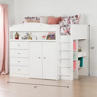Tiara Twin 4 Drawer Loft Bed with Built-in-Desk by South Shore