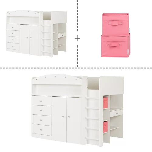 Tiara Twin 4 Drawer Loft Bed with Built-in-Desk by South Shore
